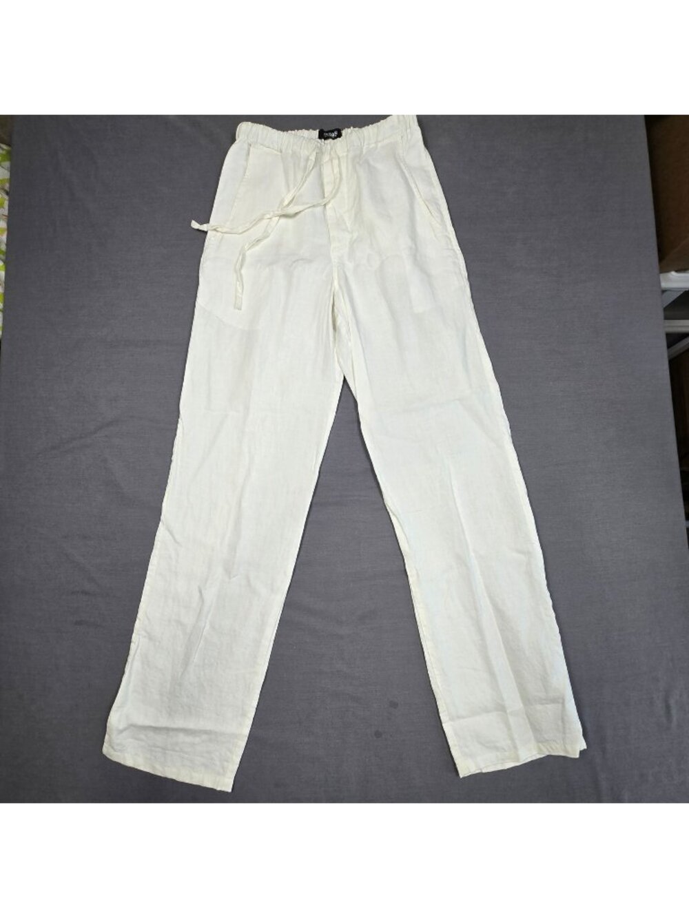 Threads Saks Fifth Avenue White Linen Drawstring Pants Womens Small Relaxed Fit